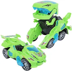 HUAYI Boy Toys 2 in 1 Dinosaur Toy Cars Transforming Dinosaur LED Car with Music Deform Dinosaur Toys