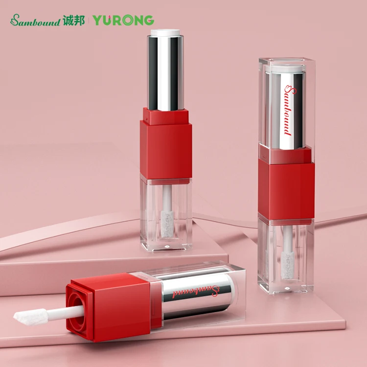 Custom 2 in 1 Dual end 5ml cosmetics lip gloss tint lipgloss tubes packaging bottles liquid lipstick containers wand tubes