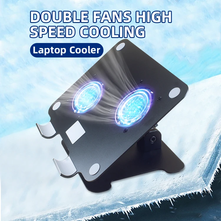 WEELIN Laptop Holder With Cooler Fan Ergonomic Aluminum Height Adjustable Folding Laptop Stand