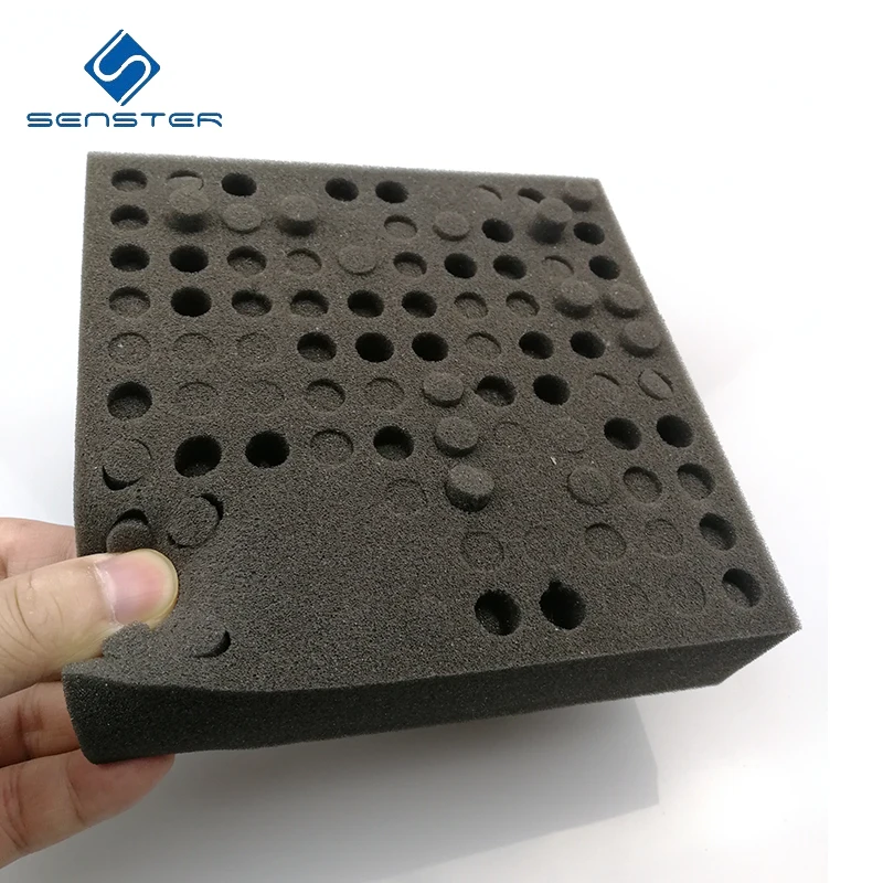 Custom high density black sponge foam sheet tray for test tube insert with holes