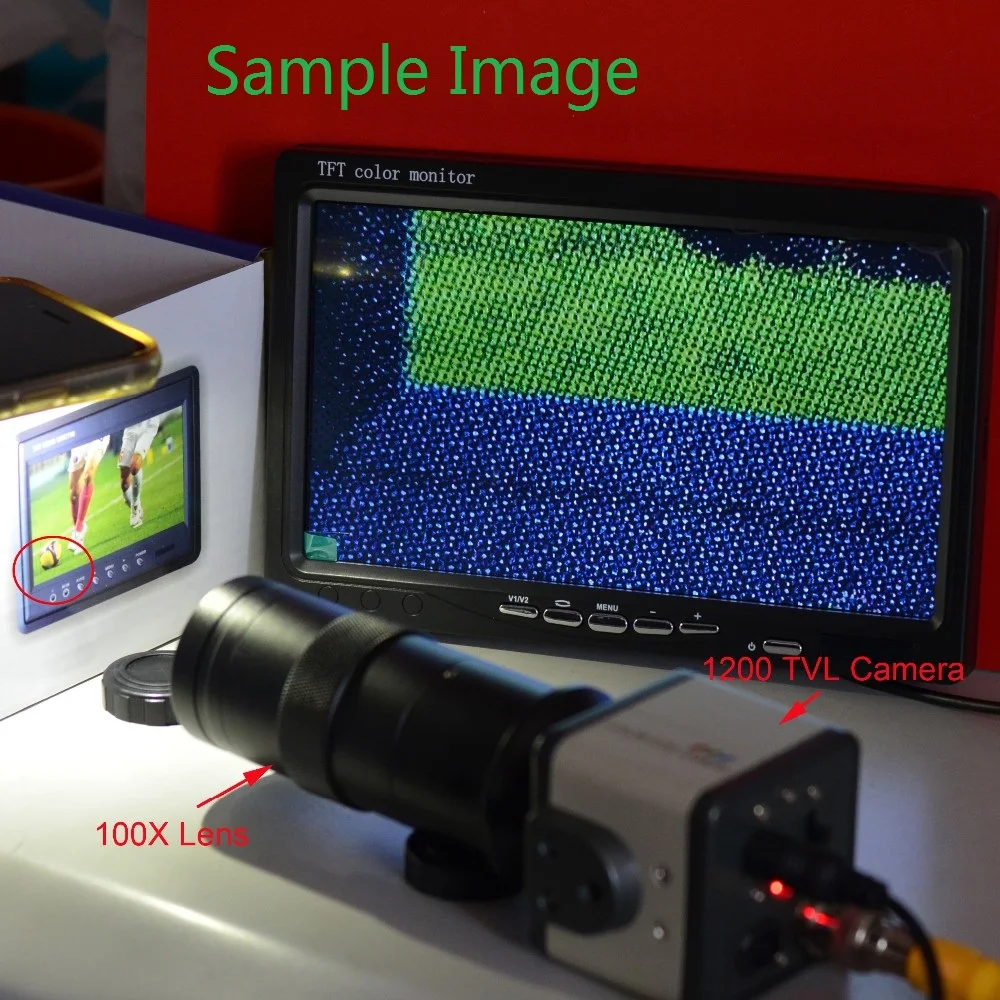 1200TVL BNC Digital Industrial Microscope Camera 100X Zoom C-mount Lens 40 LED Ring Light Sony Sensor