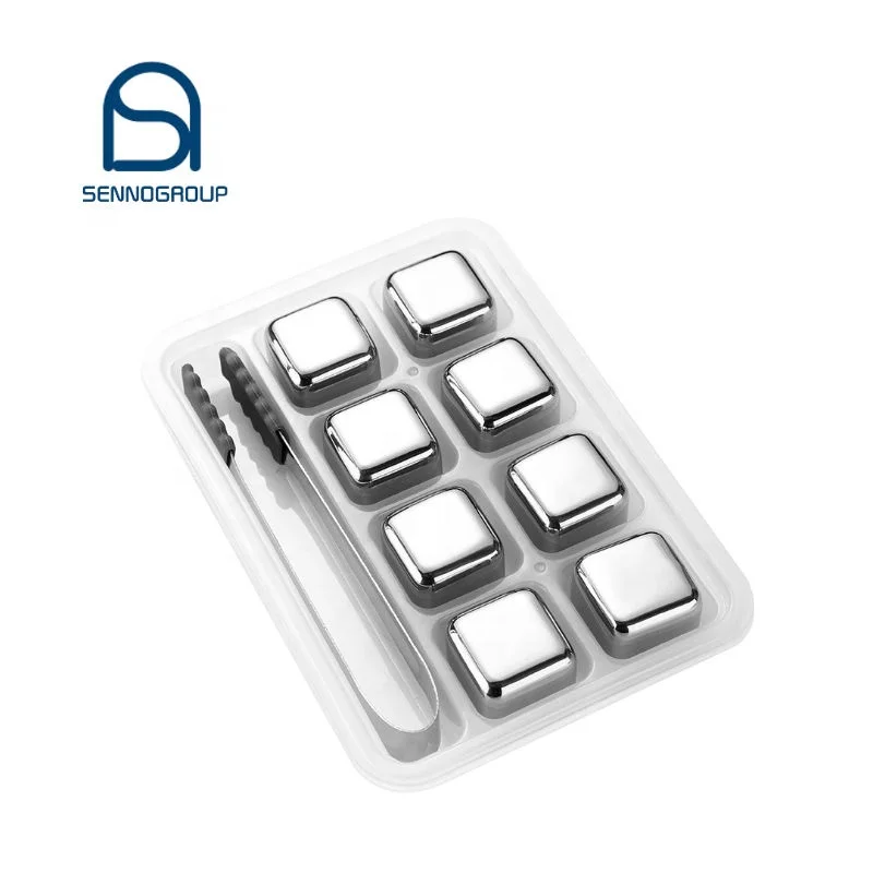 Wholesale Gift Set Stainless Steel Whiskey Stones Ice Cube Tray Ice Cube Machine in Wooden Box For Bar