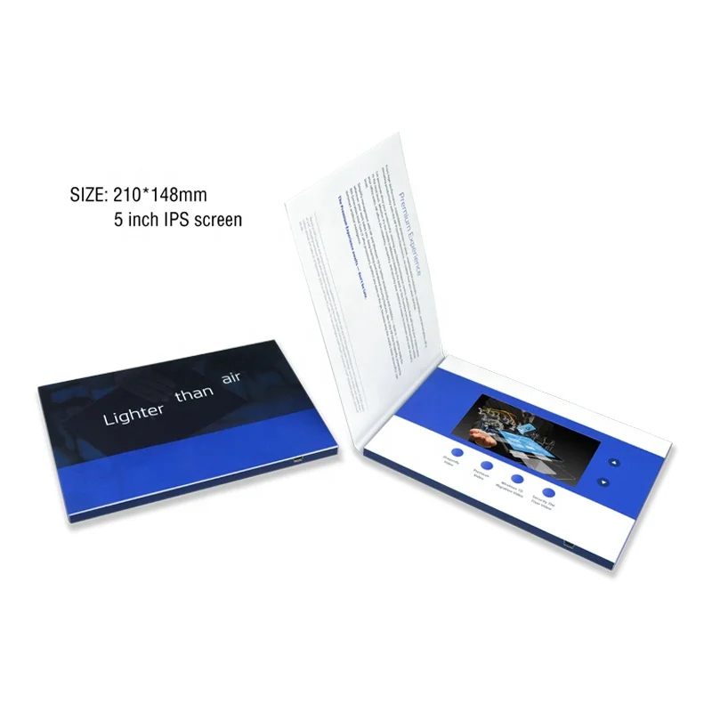 New 7 inch video book touchscreen digital video greeting card with 5 inch screen