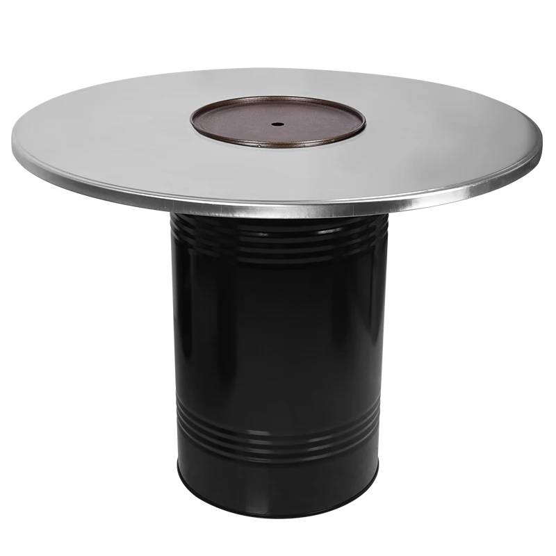 Customization hole sizes gas grill round bbq table Stainless steel restaurant barbecue table korean bbq grill table with stool