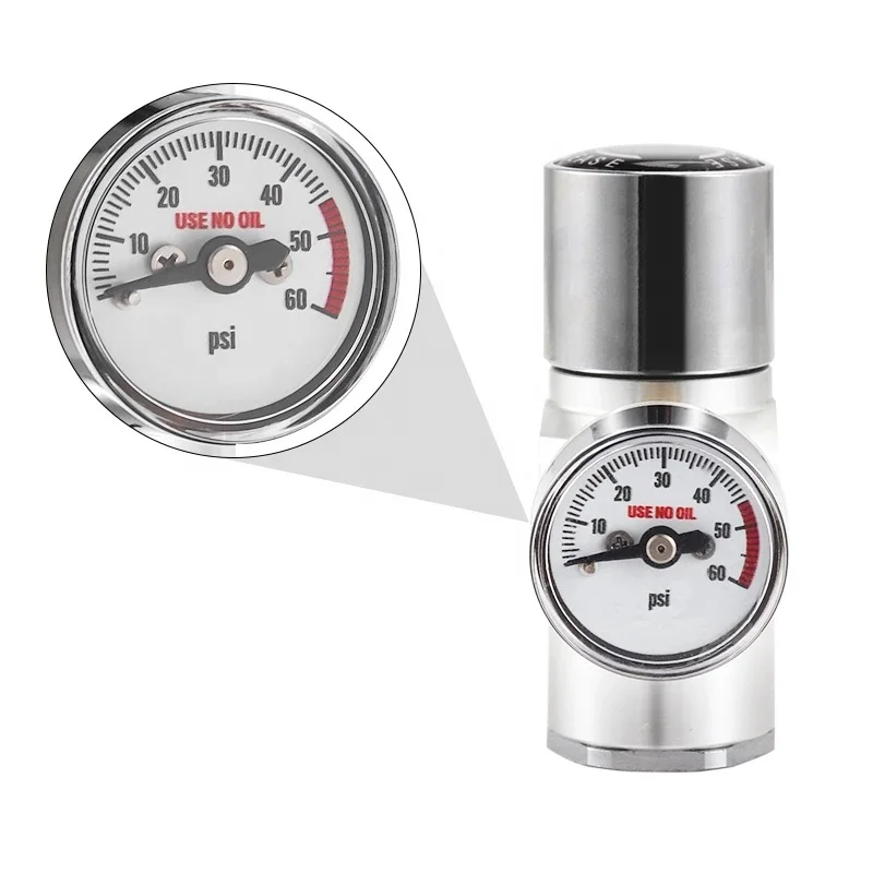 Мини-регулятор Co2 0-60PSI портативное зарядное устройство со стабильным давлением и стальным кольцом газовый вход комплект для