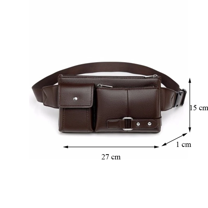 Leisure multifunctional waist bag pu leather fanny pack sling chest bags for men