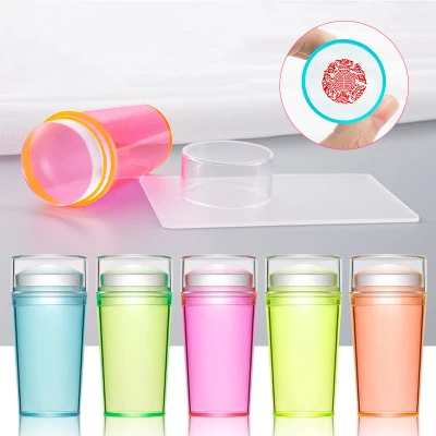 NSP40 Nail Art Designs Candy Seal Stamp Transparent Silicone Template with Cover Stamper Scraper Tool For
