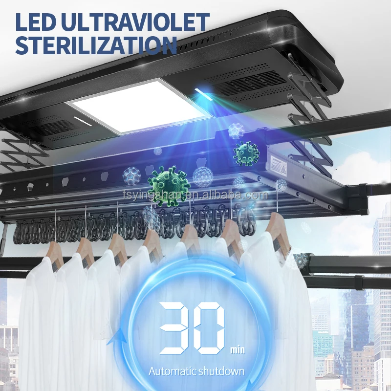 Smart Rack with Four Blowers 10M/S Super Wind Power Aluminum Ceiling Dryer for Clothes Drying Hanger High Wind Speed Balcony Use