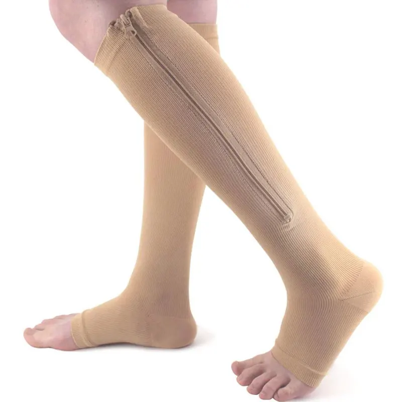 anti embolism stockings medical compression open toe varicose vein socks with zipper (1600655511929)