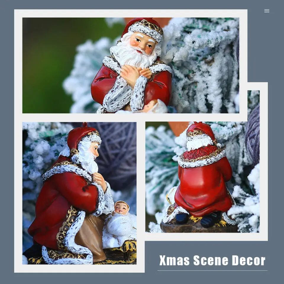 Interior Outdoor House Christmas Tree Hanging Ornament Vintage Red Coat Santa Adornment Resin New Statues Sculptures Decoration