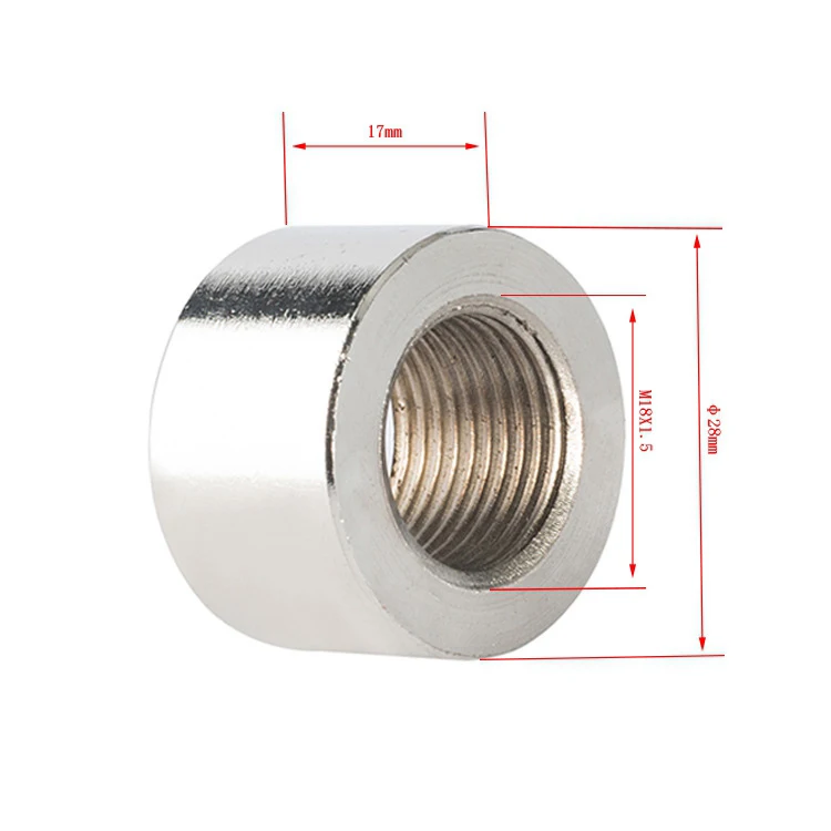 OD 28*17mm CNC Machinery Fasteners, Exhaust Pipe Fitting, Oxygen Sensor Nut, Steel Nickel Plated, M18*1.5 Silver CNC Machining