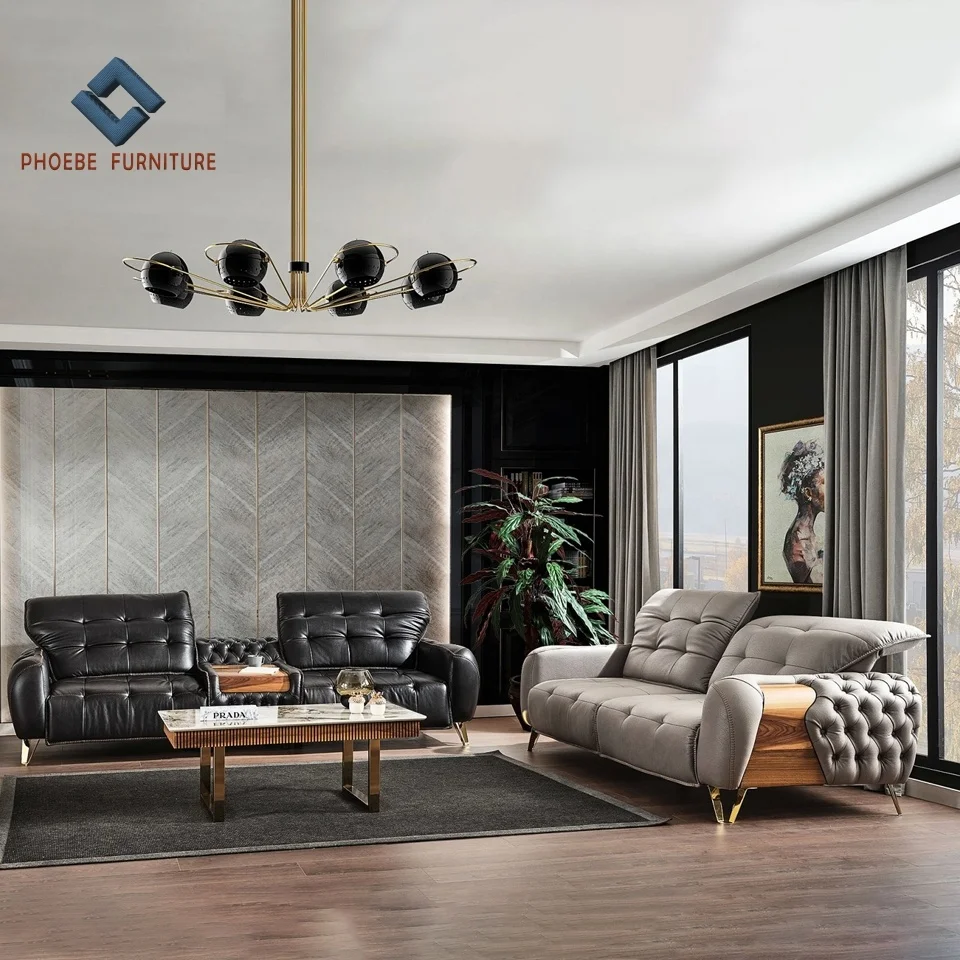 Luxury high quality classic nice sofa leather shape home sets sofas y sillones