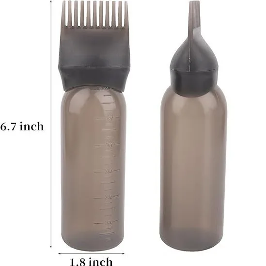 Custom Hair Oil Applicator Brush Hair Oil Bottle for Hair Root Comb Color Applicator Bottle 6 Ounce with Graduated Scale
