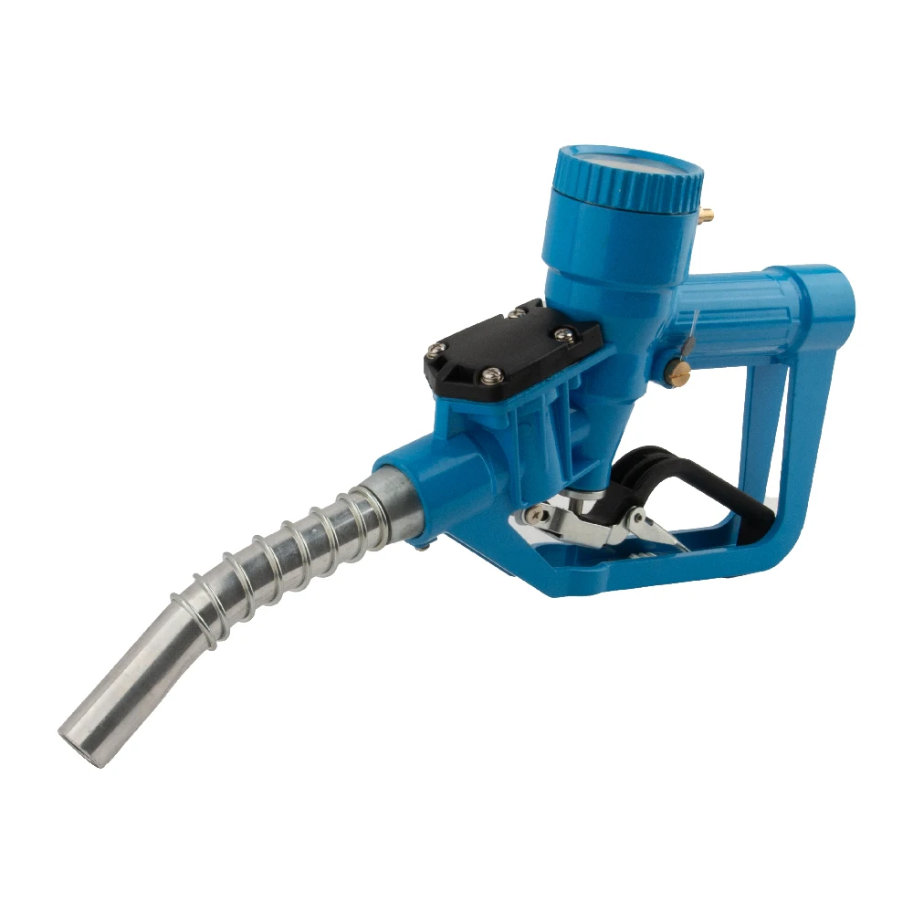 Self closing metering injector nozzle with digital instrument for diesel kerosene and gasoline metering fuel nozzles