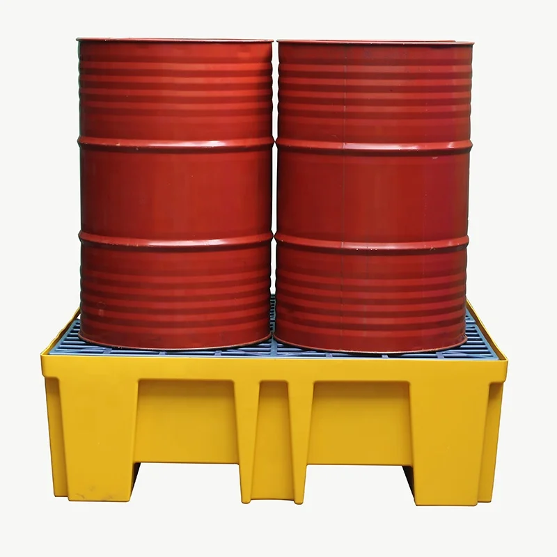 Virgin Hdpe Yellow Detachable Plastic 2 Drum Ibc Spill Pallets Storage For Car Snow Palet Vehicle Plastucs Sintex