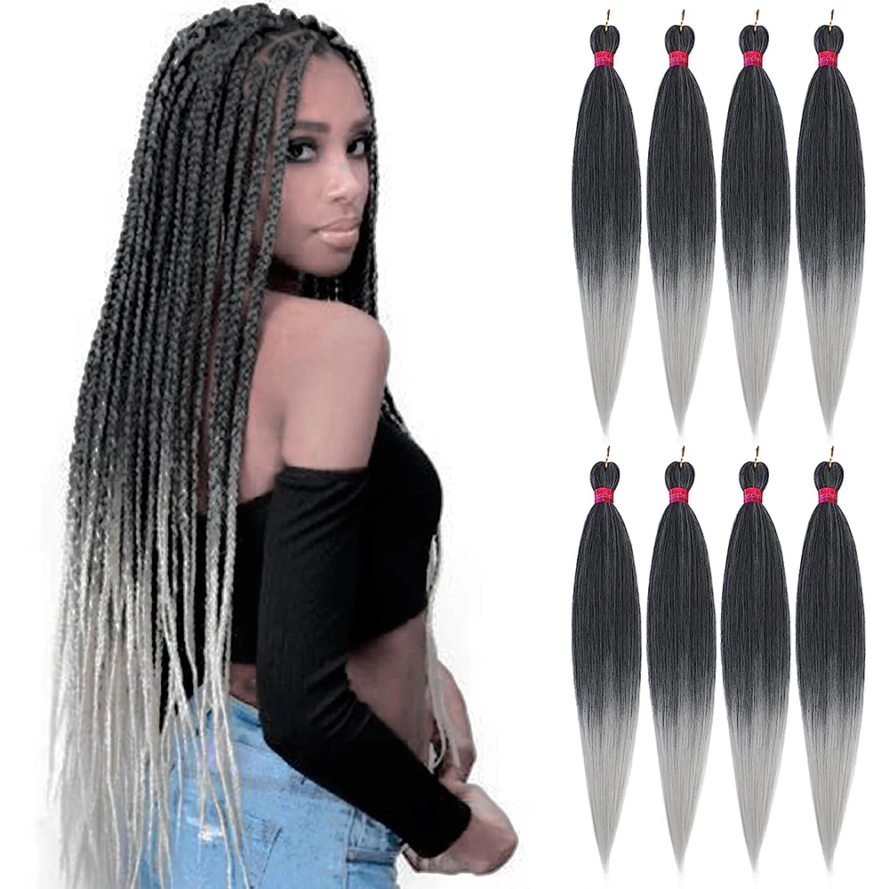 Synthetic Pre Stretch Easy Braid Fiber Crochet Twist Braids Yaki Texture Hair Extensions Stretched Ombre Braids