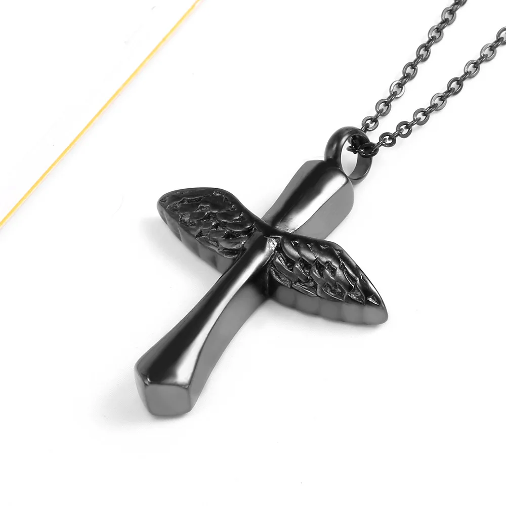  Commemorative Urn Pet Cremation Ashes Perfume Bottle Jewelry Series Cross Stitching Wings Necklace 1