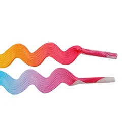 Weiou Manufacturer Wholesale New Arrive Special Design High Quality 140CM Length Fashion Colorful S-shaped Wavy Ribbon Shoelaces