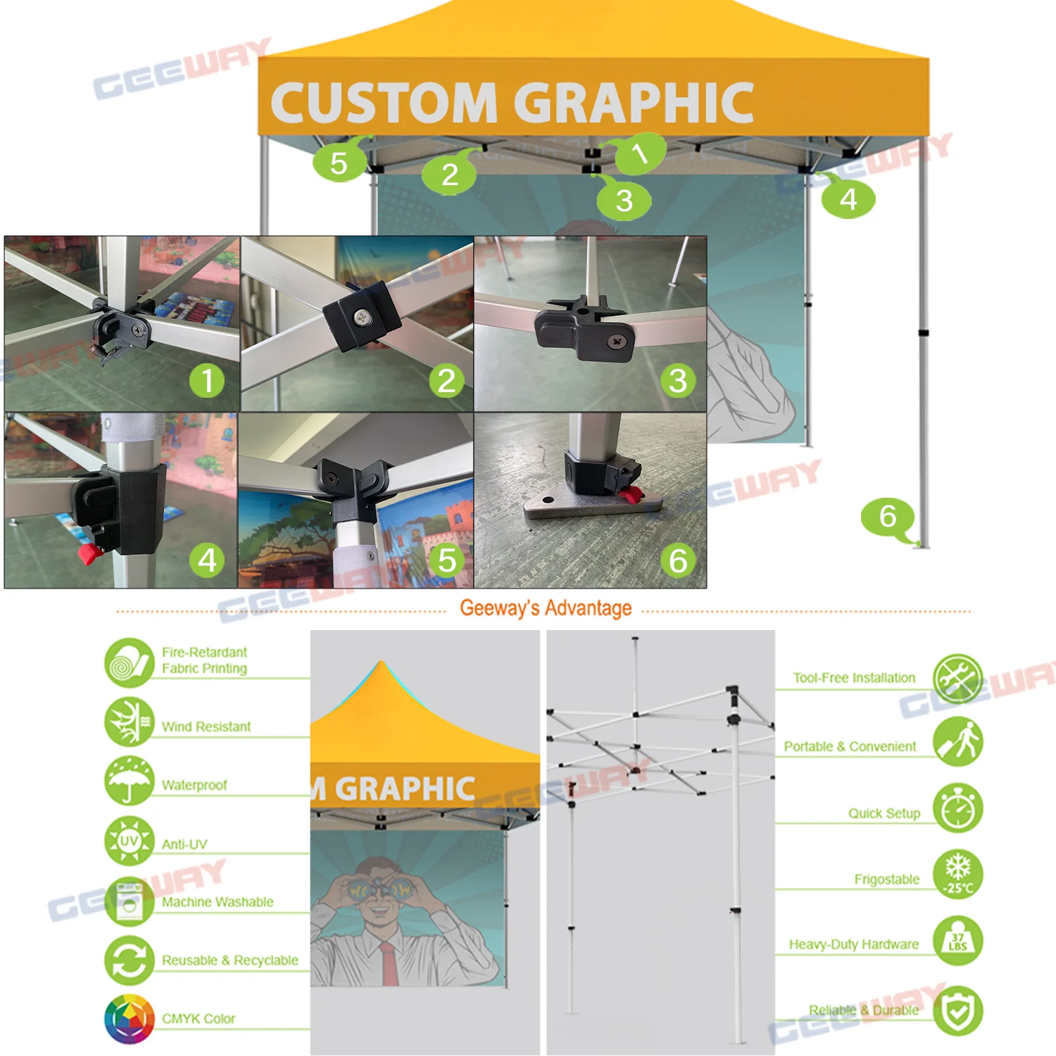 10X10 Heavy Duty Booth Printed PVC Tent Wholesale Outdoor Expo Pop up Folding Custom 3X3 Canopy Tents for Events