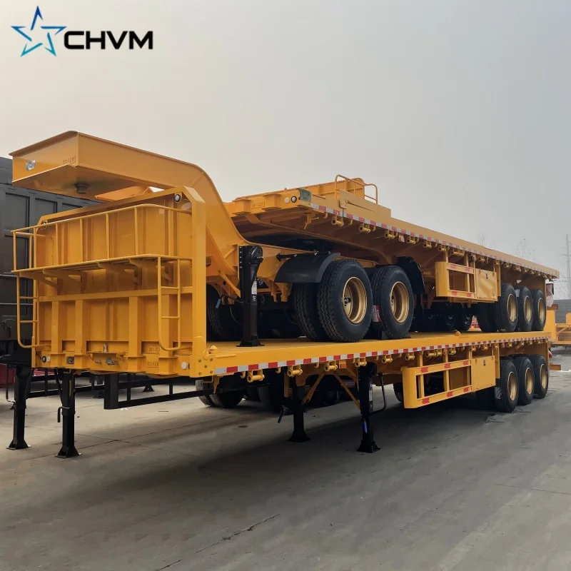 Factory Directly Container Flatbed Truck Semi Trailer 40ft 20ft 48ft 2 3 4 Axles 20 40 ft Feet For Sale With Twist lock