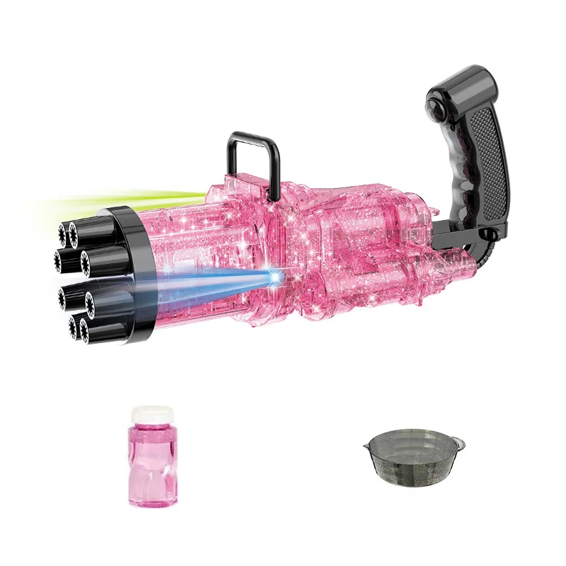 8-Hole Automatic 4 Color Bubble Soap Gun With Light Gatling Electric Bubble Machine Summer Outdoor Toys for Kids