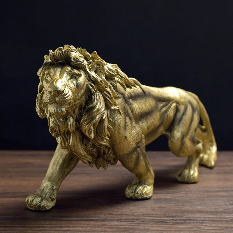 SE7 Customized Safari Party Decoration Simulated Marble Stone Gold Desk Decor Home Lion Statue