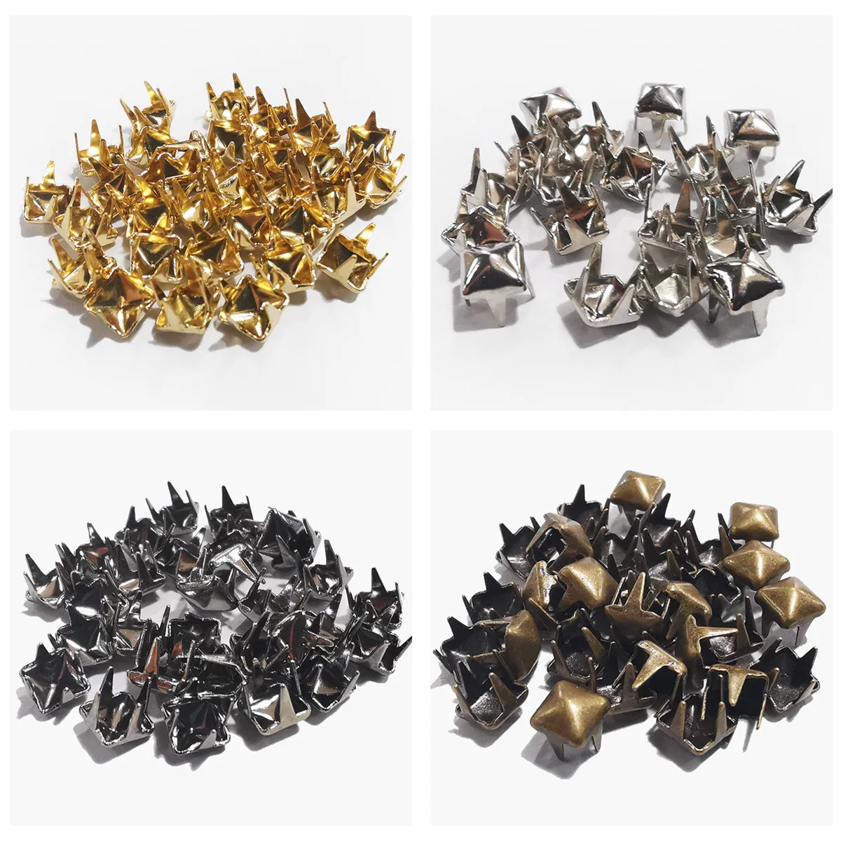 Brass Four-Jaw Square Rivets Bag Leather Clothing Shoes Handbags Rivet Handicraft DIY Spikes Spots Studs Accessories