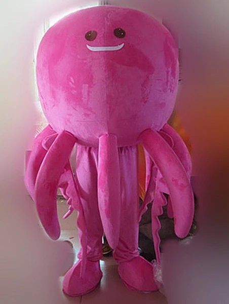 Carnival octopus costume for adult big head small body with small eyes pink soft plush carnival octopus costume