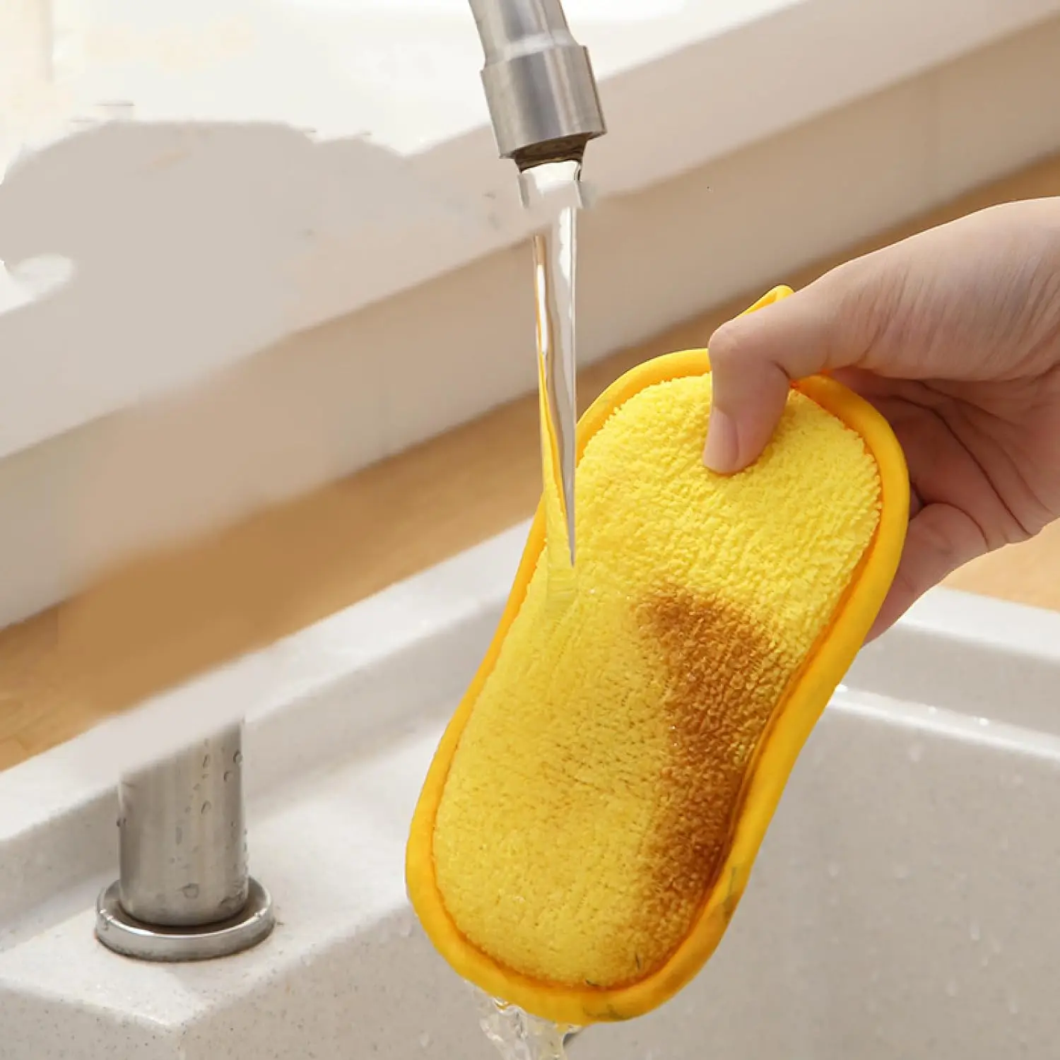 Microfiber Multi-purpose Kitchen Sponge with Heavy Duty Scrubbing Power Reusable Dish Sponge for Dishes Pots and Pans