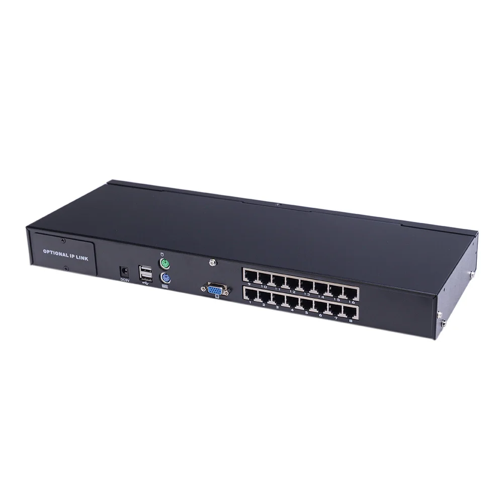 High Resolution 1920*1200@60HZ RJ45 Rack Mountable 16 Port CAT5 KVM Switch With VGA/DVI/HDMI Dongle