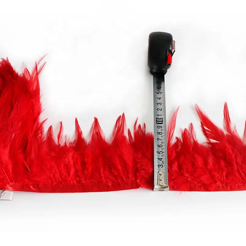 hot sale discount price cheap saddle feather trims and fringes dyed rooster feather trim or carnival costume