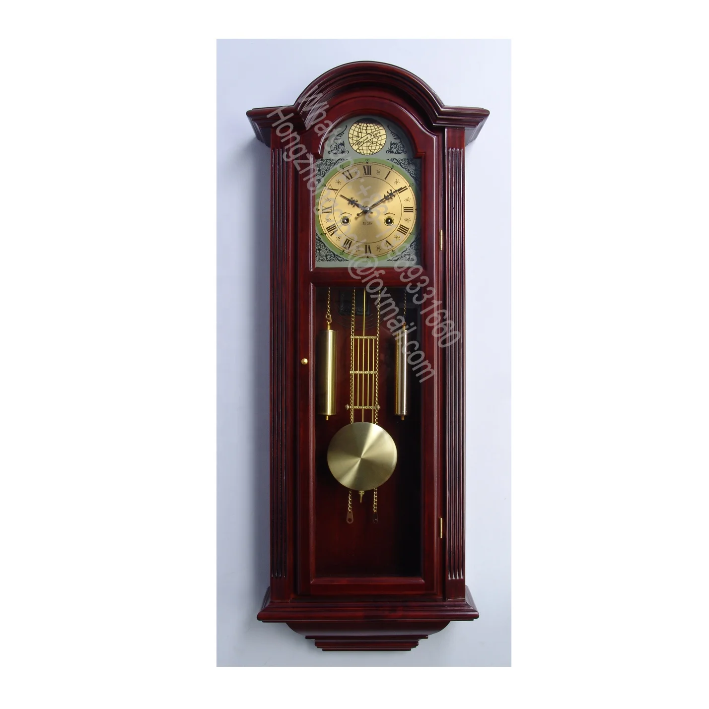 Signature Dark Iron Antique Mini Pendulum Wall Clock, Simulate Metallic Vintage Texture, Non Ticking Silent Sweep Movement