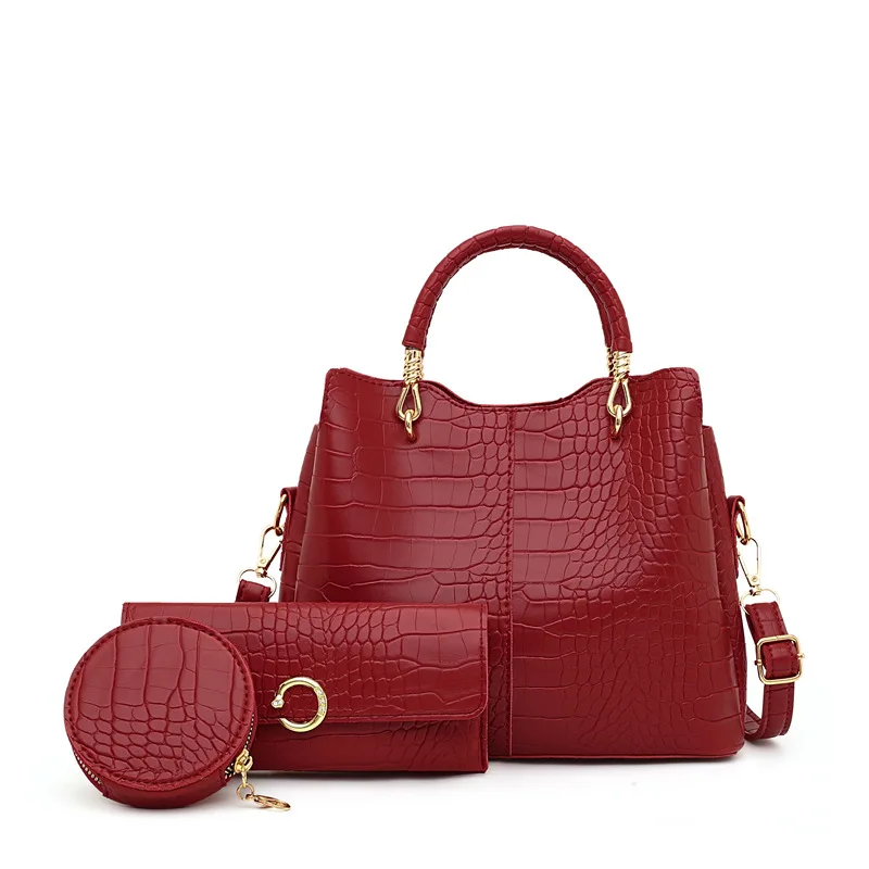 YIMYIK Best Selling Trend vintage Pu Leather Hand Bag 3 pieces Large Capacity Shoulder Bag Sets