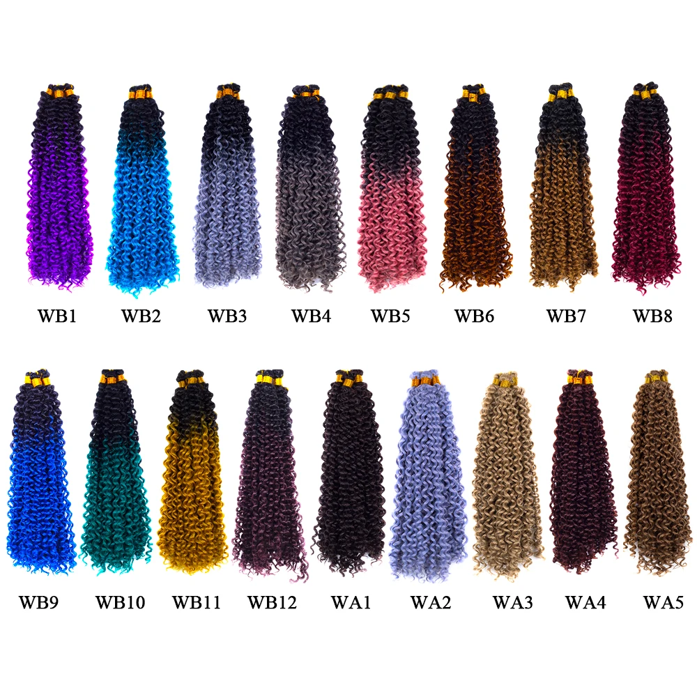 ANSWER 14 Inch Water Wave Crochet Twist Wavy Braiding Hair Natural Synthetic Braids Extension for Afro Women