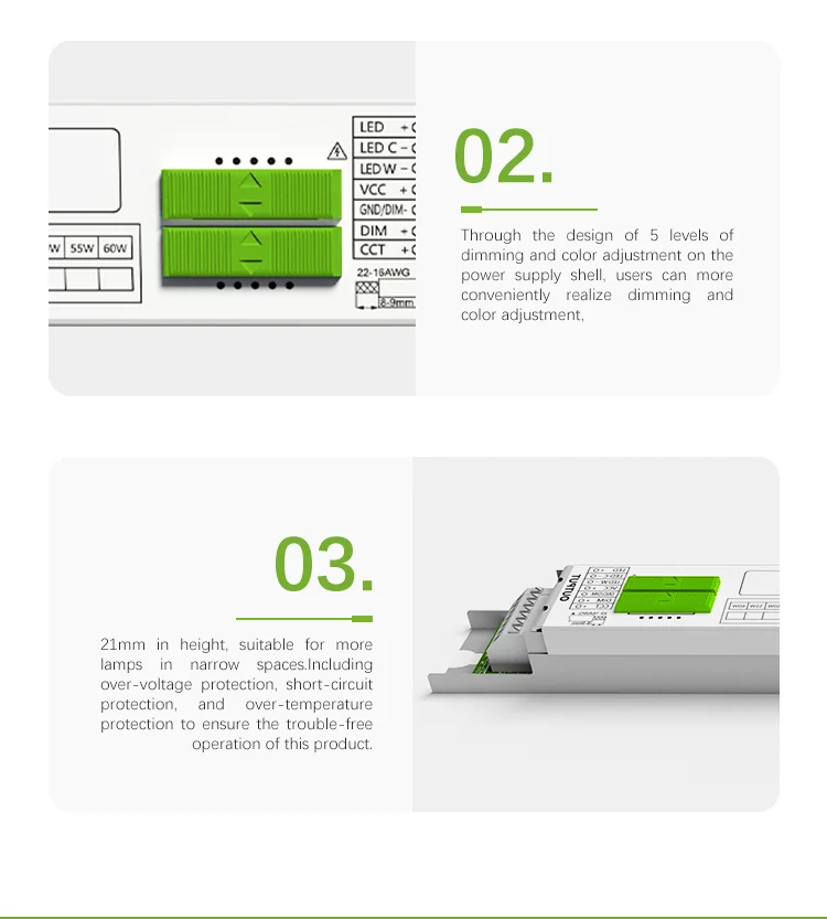 High quality 2 channel 0-10 v dimming smart sensor commercial lighting tunable white led driver