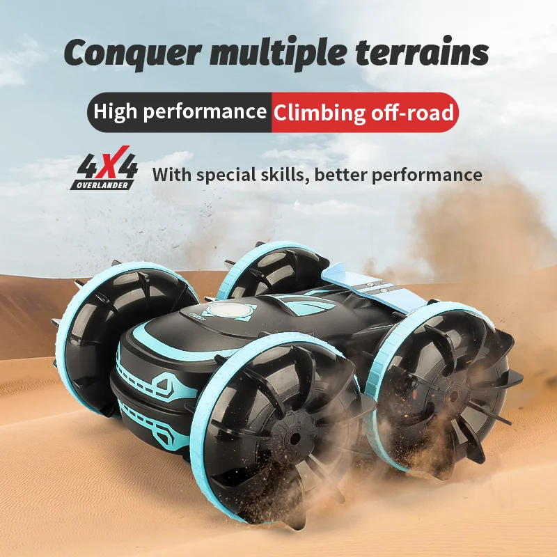 2.4GHZ remote control all terrain double-sided driving stunt fancy roll amphibious stunt vehicle