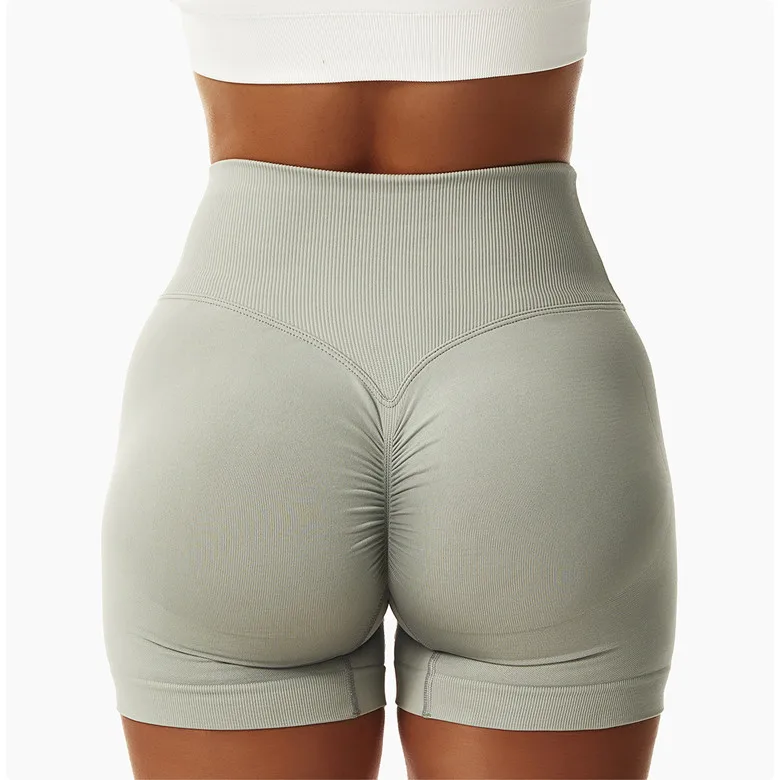 Peach Hip Lift Yoga Shorts Wholesale Custom Elastic High Waist Running Fitness Scrunch Butt Tight Seamless Sports Shorts Women