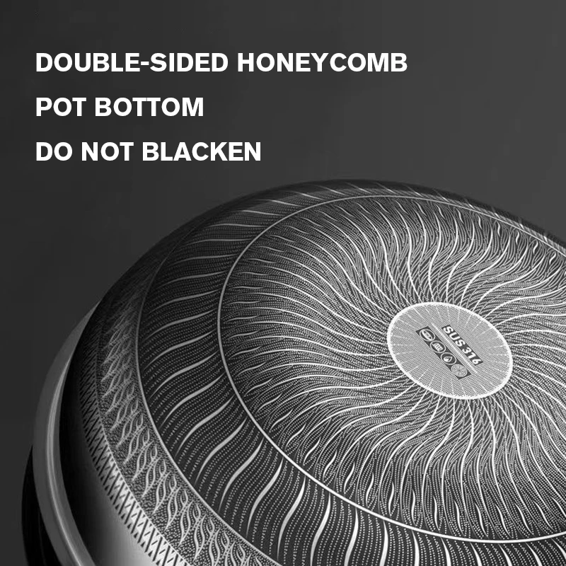 Wholesale nonstick coating fry pan cooking wok honeycomb household cooking wok stainless steel pan with glass lid