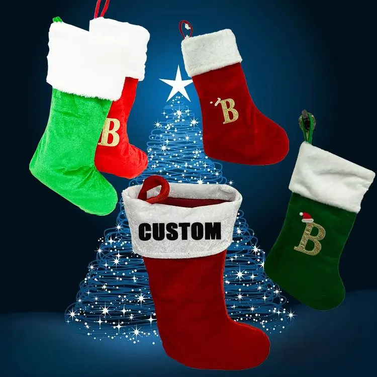 Hanging Stocking Santa Candy Gift Bag Party ornamental New Design Promotional  christmas stockings 2024