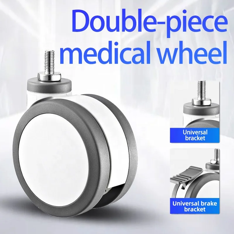 Wholesale Price Silent 360 Ratate Nylon PP 2 Inch Swivel Bolt Medical Caster Wheel medical bed accessories hospital beds wheels