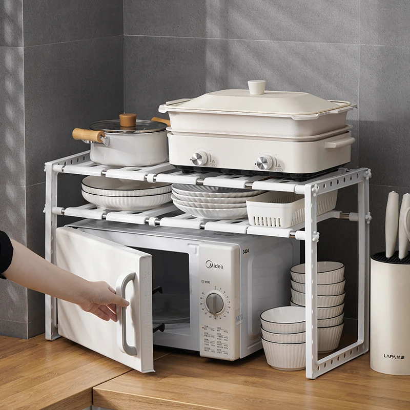 Bathroom Plastic Kitchen vegetable rack Storage Under Shelf Spice Rack 2 Tier Under Sink Organizer