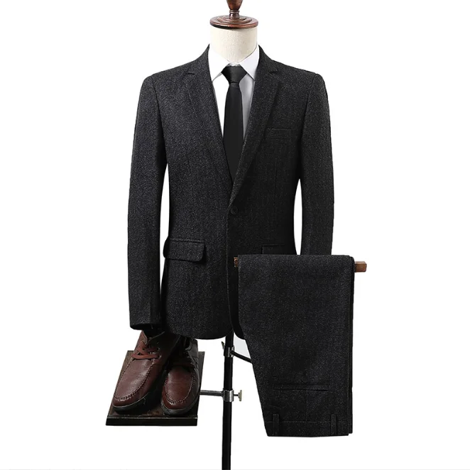 Men Suits For Formal Business Groom Wedding Tuxedo 3 Piece Tweed Man Set Jacket Waistcoat with Pants