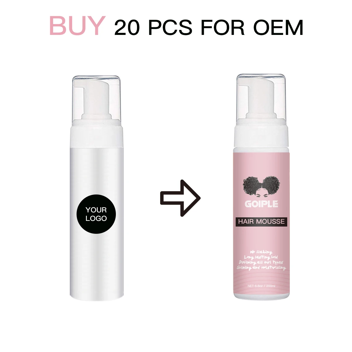 Custom Logo alcohol free Styling Hold hair foam mousse for Curly Hair