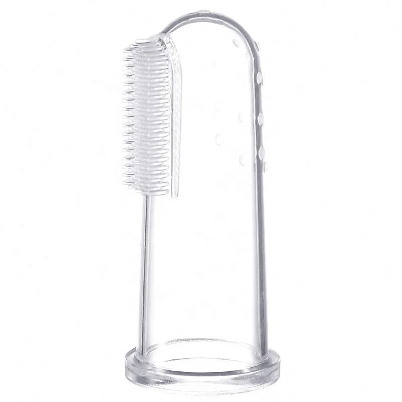 2021 Kids Toddlers Training Teething Oral Cleaning Massaging Easy Oral Hygiene Soft Silicone Baby Finger Toothbrush With Case