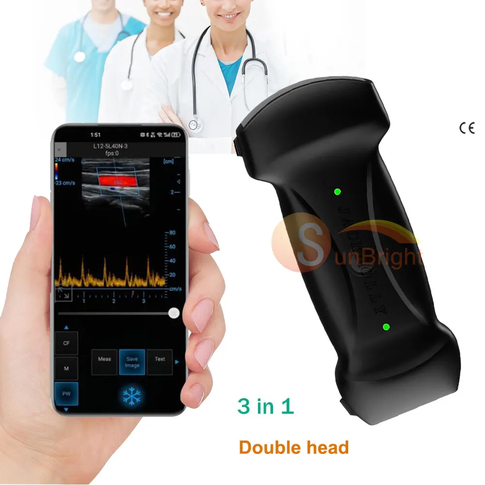 Высокочастотный 96 элементов беспроводной портативный ультразвук 3 в 1 зонд цветной допплер устройство