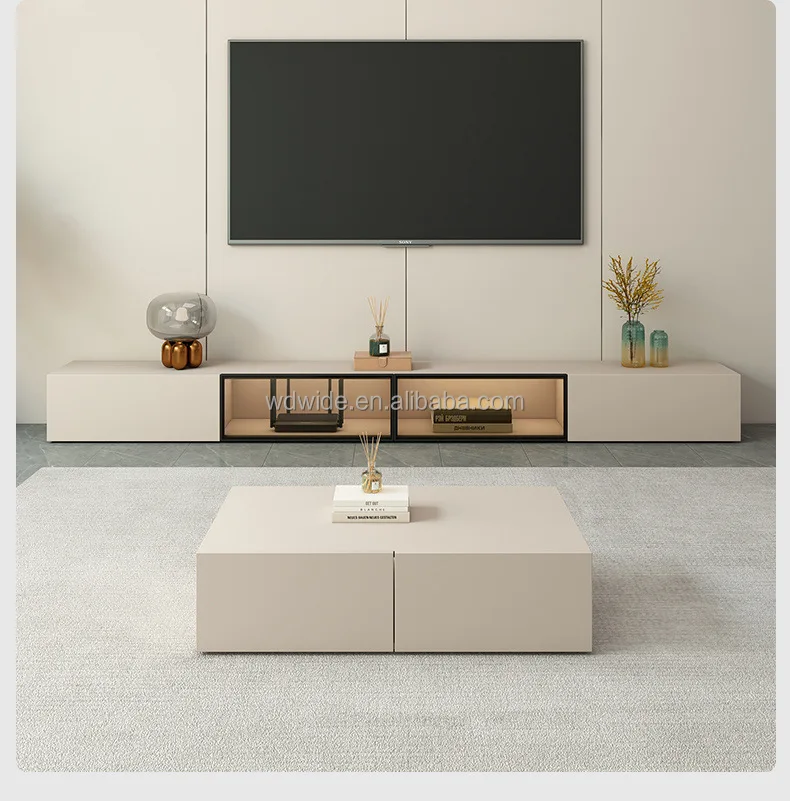 Living Room white black TV Entertainment Center modern Media wall tv cabinet design mounted furniture luxury wooden TV Stand