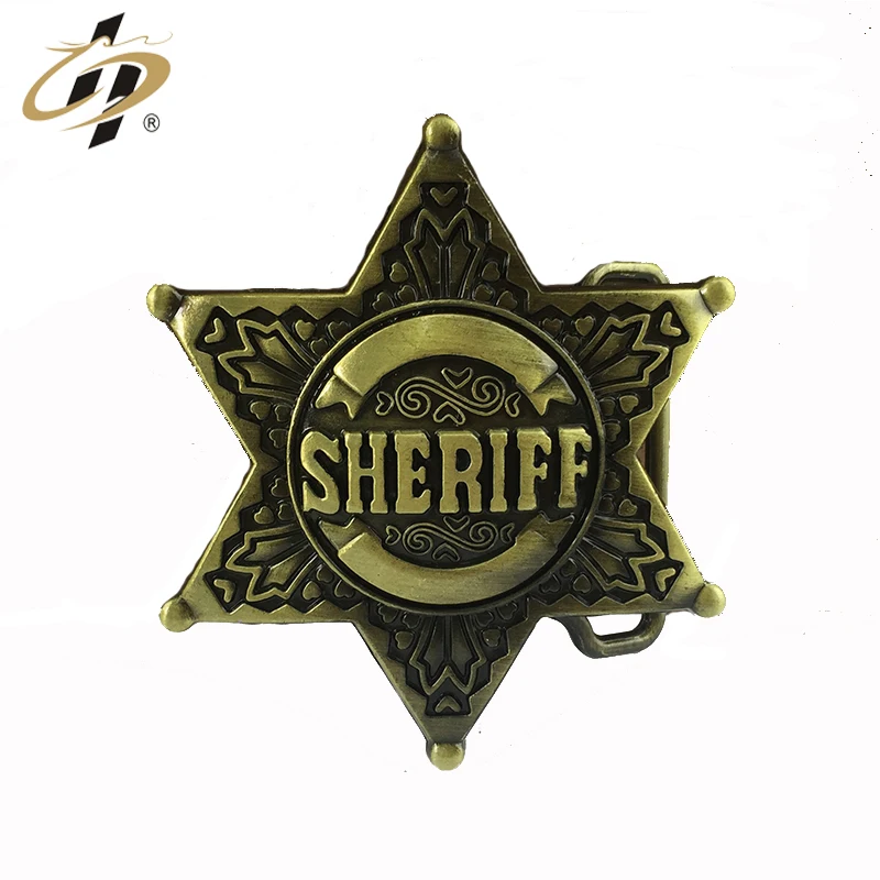 
Factory making custom antique metal star shaped sheriff belt buckle 