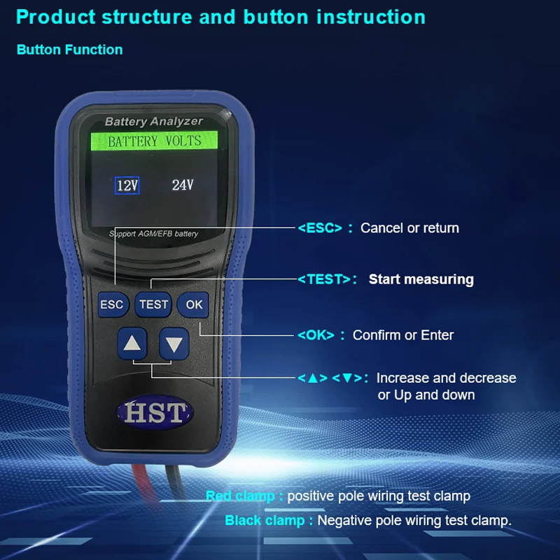 TM300 Battery Tester Analyzer 12V 24V Battery Tester Electronic Load Car Diagnostic Tool