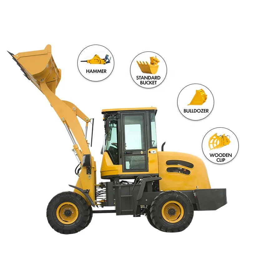 Cheaper price 1 Ton 2 Ton Mini Front End Diesel Backhoe Agricultural Farm Different Attachments Small wheel loader