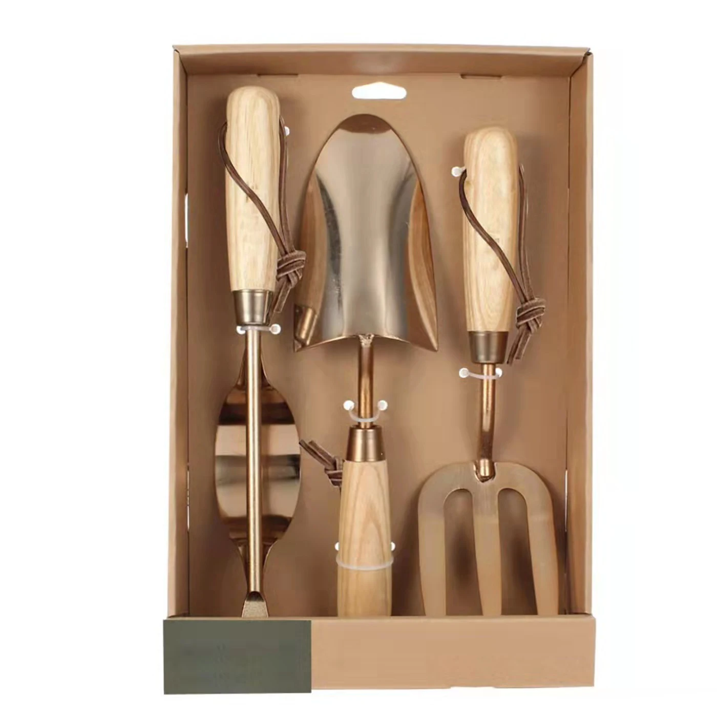 High quality wood handle luxury gold color 3 piece set professional Garden tool set